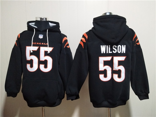 Men's Cincinnati Bengals #55 Logan Wilson Black Pullover Hoodie